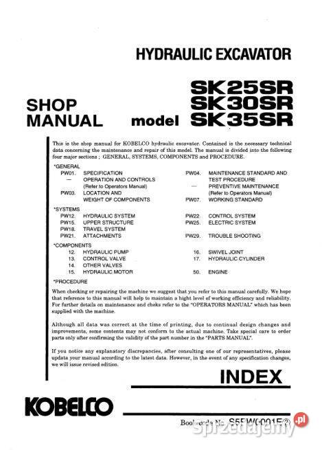 Kobelco SK25SR SK30SR SK35SR instrukcja naprawy motoryzacja, transport świętokrzyskie Kielce