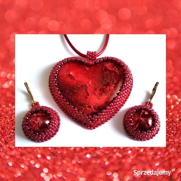 SERCE Z ŻYWICY W KORALIKACH KOMPLET mazowieckie