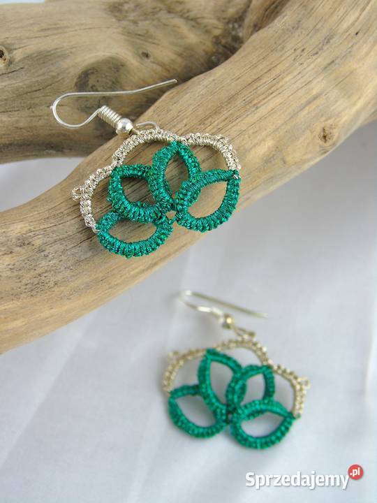 Kolczyki koronkoweróżne wzory kolory Wiśniowa