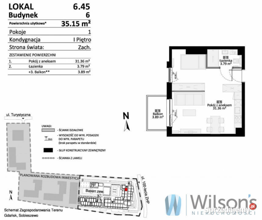 sprzedaży mieszkania 3515m2 2 pokoje Gdańsk