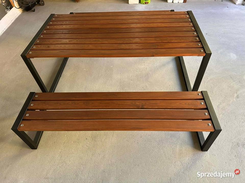 Ręcznie wykonany komplet ogrodowy stół 2 ławki Biłgoraj