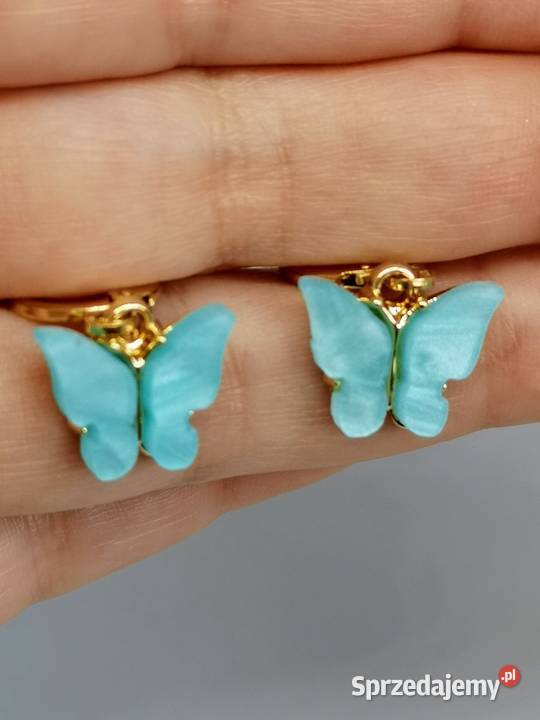 Delikatne kolczyki motylki niebieskie Kołobrzeg