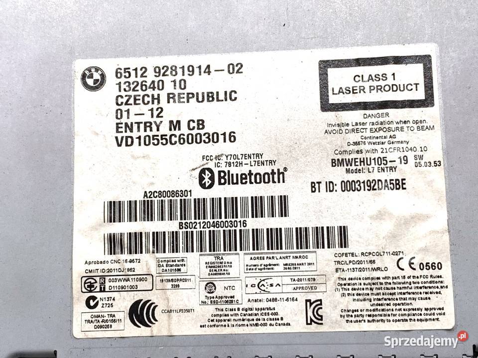 RADIO BMW F20 9281914 1119 ODTWARZACZ MULTIMEDIA Sprzęt audio fabryczny Wyposażenie wnętrza