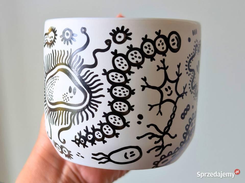 Kubek Ceramiczny Ręcznie Malowany WIRUS 300ml biały dolnośląskie Dobrzykowice