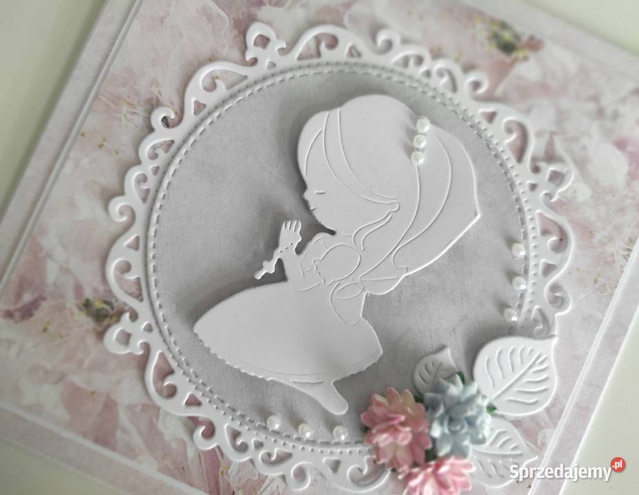 Kartka ręcznie robiona Komunia Święta handmade Łódź