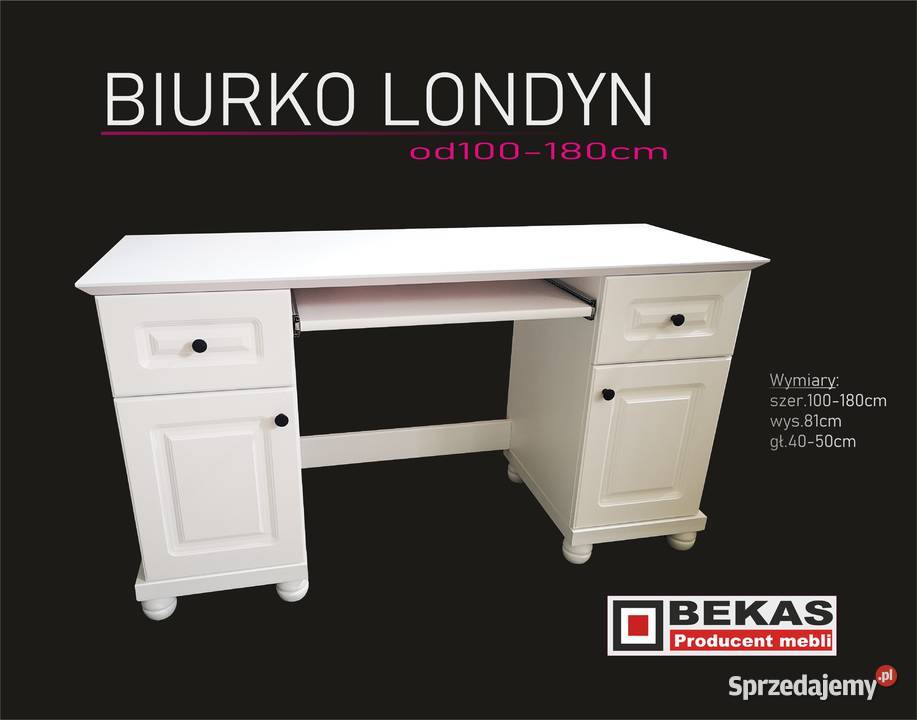 Białe Biurko LONDYN 120 2D2s White OAK Dąb Biały