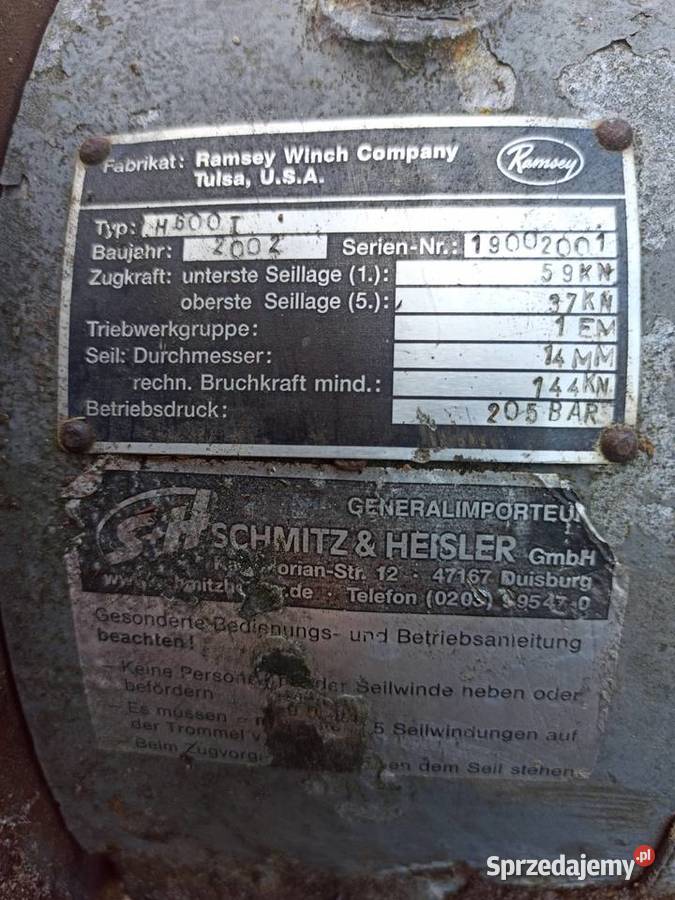 Wciągarka wyciagarka hydrauliczna Ramsey Winch Pozostałe Chełm