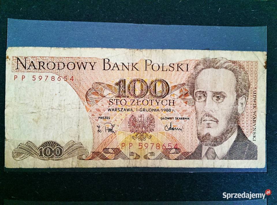 100 zł banknot PRL Ludwik Waryński 1988 r. PP