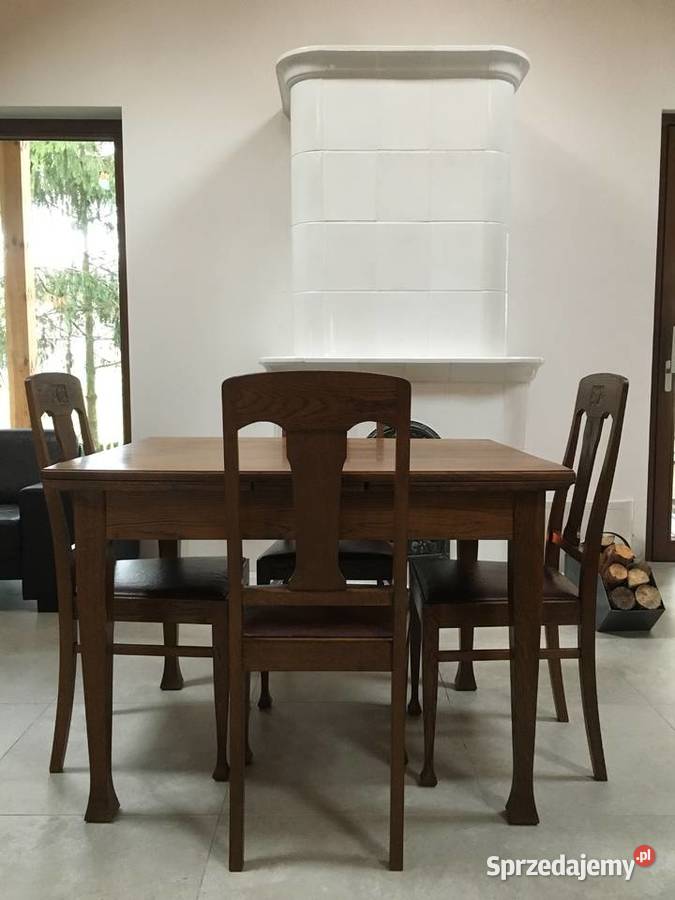 Stół 4 krzesła antyk secesja Antyki, Sztuka, Kolekcje Ząbki