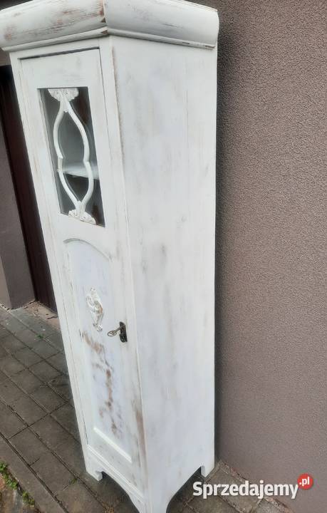 Stary międzywojenny słupek szafka shabby biały Tczew