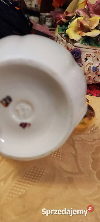 Niewielki zgrabny dzbanek biel bordo złoto Wrocław