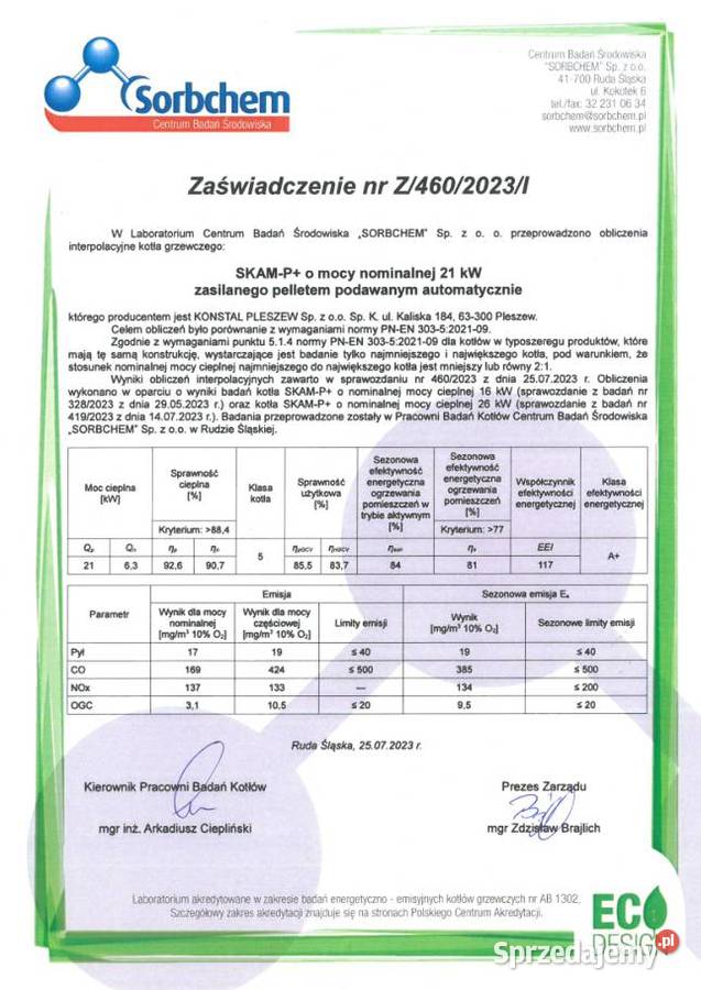 Kocioł KONSTAL SKAMP 16kW na pellet Piec na wielkopolskie