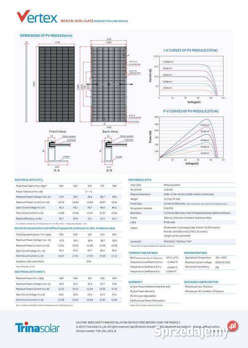 Panel fotowoltaiczny Trina Solar 565W Bifacial małopolskie