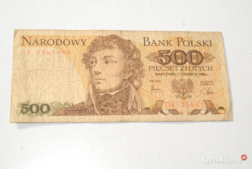 Stary banknot 500 złotych Kościuszko 1982 antyk unikat