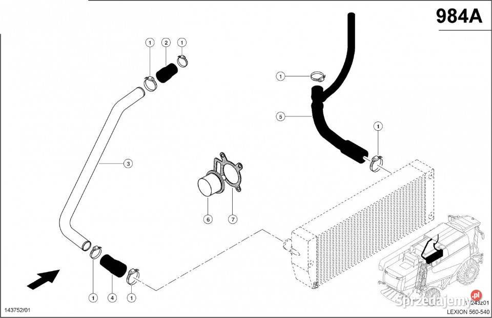 Claas Lexion 560 RURA PŁYNU CHŁODZĄCEGO wielkopolskie Jastrzębniki