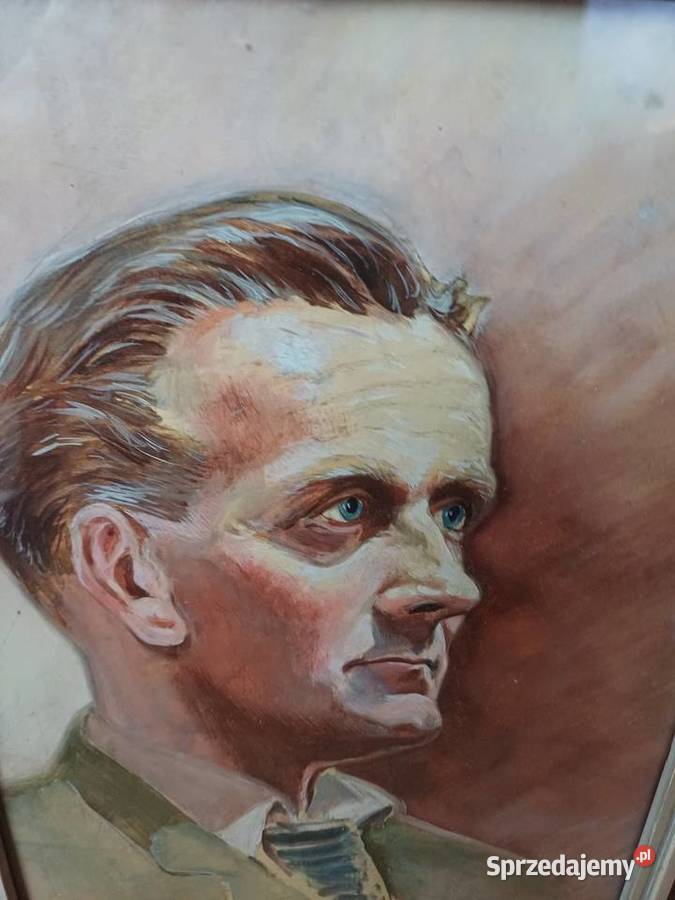 Stary obraz akwarela szklem sygnowana w prawym Malarstwo Lubań