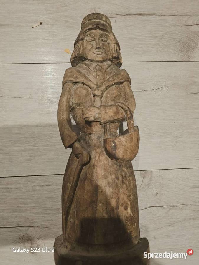 Rzeźba Ludowa Drewniana Baba Vintage PRL Styl Olsztyn sprzedam