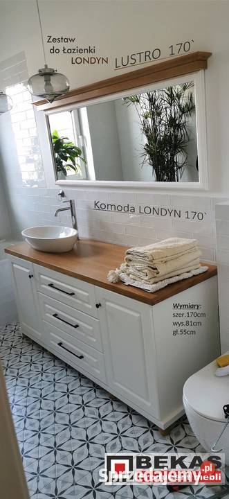 KOMODA do Łazienki LONDYN Lustro Biała Blat Dąb Łazienkowe Kłobuck sprzedam