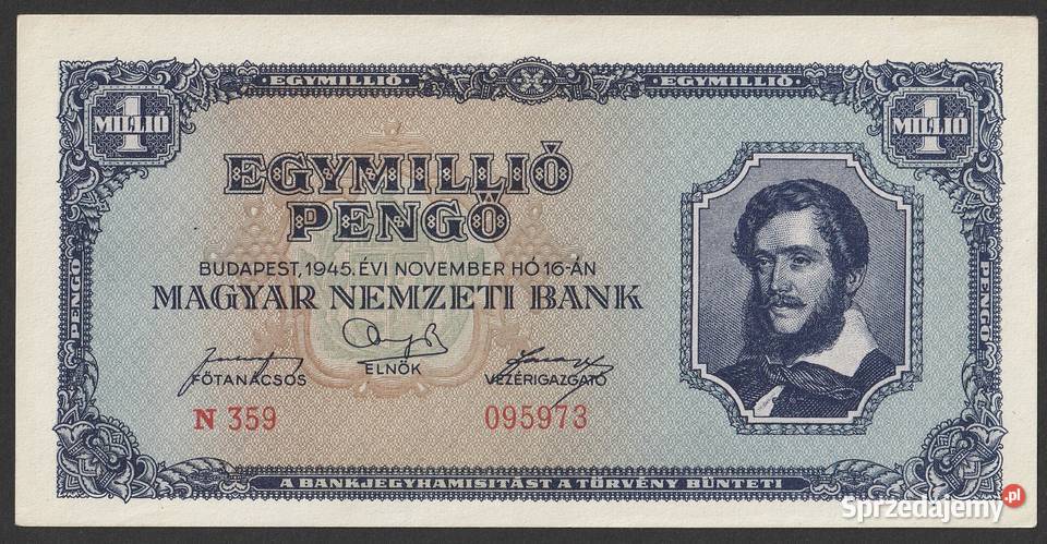 Węgry 1000000 pengo 1945 N 359 stan 12 Łódź