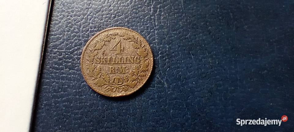 Stare monety 4 skilling 1856 Dania srebro Lesko