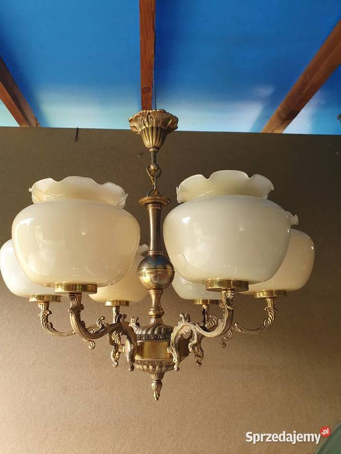 Lampa Żyrandol mosiądz 6 ramienny Siemianowice Śląskie
