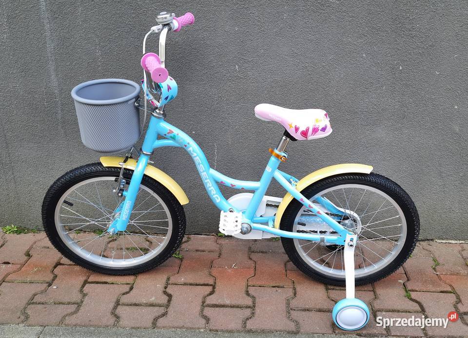 Rower dziecięcy 18 dziewczęcy z bocznymi kółkami Dębica