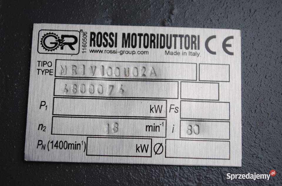 Motoreduktor kątowy 22kw 18obr minMR1V100U02A Pozostałe Kargowa sprzedam