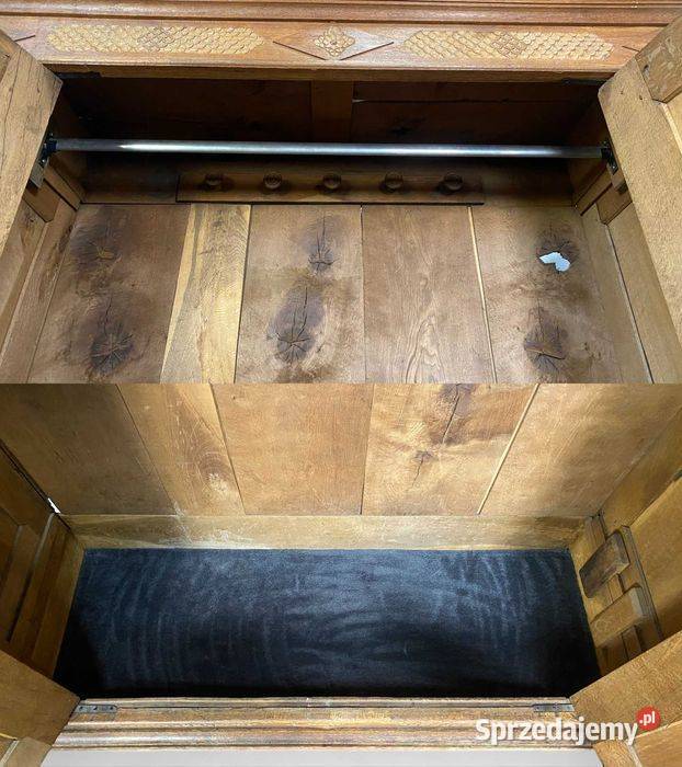 Stara rzeźbiona szafa dwudrzwiowa z litego Gryfice