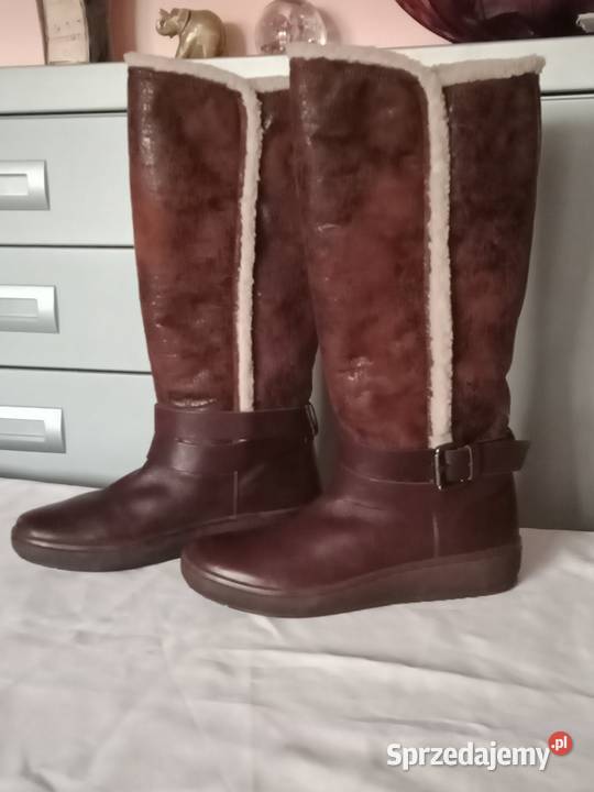 Kozaki skórzaneocieplane Geox brązowy/beżowy łódzkie Łódź