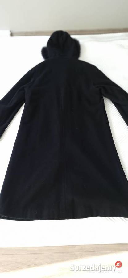 Elegancki czarny płaszcz damski z wełną i małopolskie Kraków sprzedam