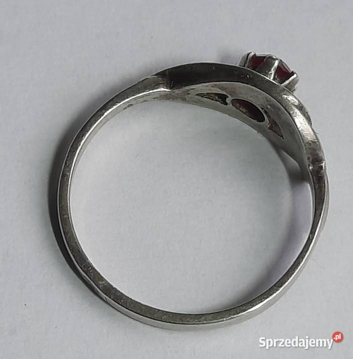 Stary Srebrny Pierścionek Rubin PRL lata 6070 Gliwice
