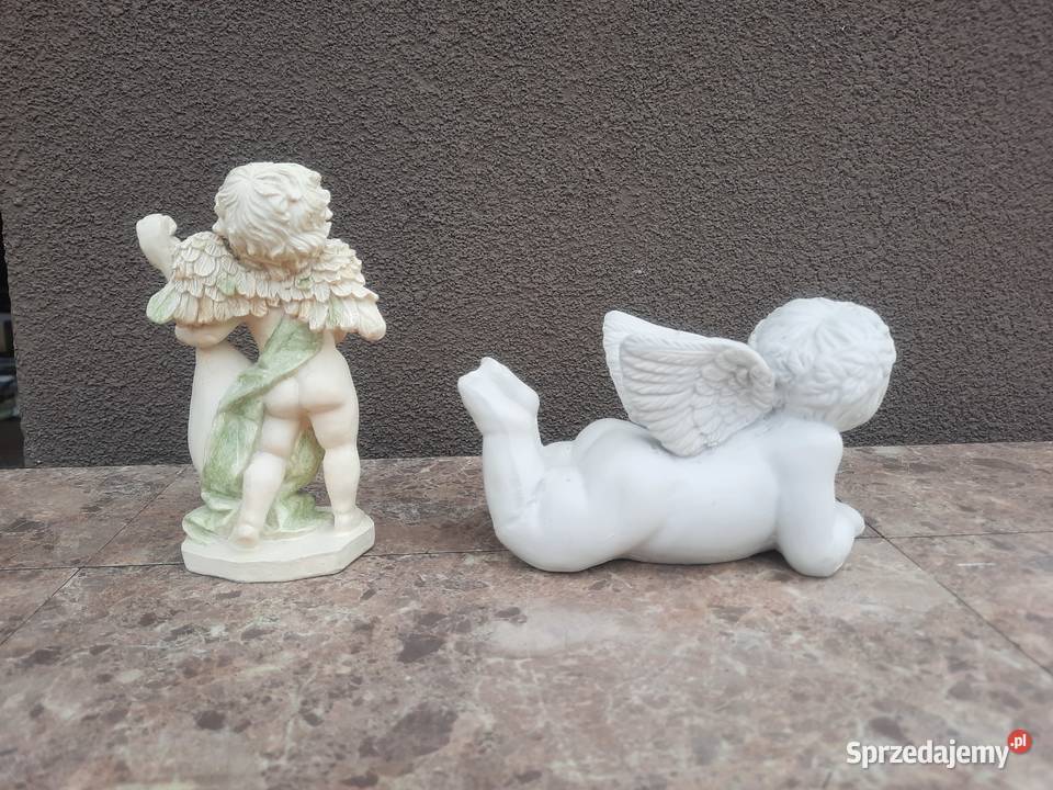 Aniołki 2 figurki ceramiczne zestaw sprzedam