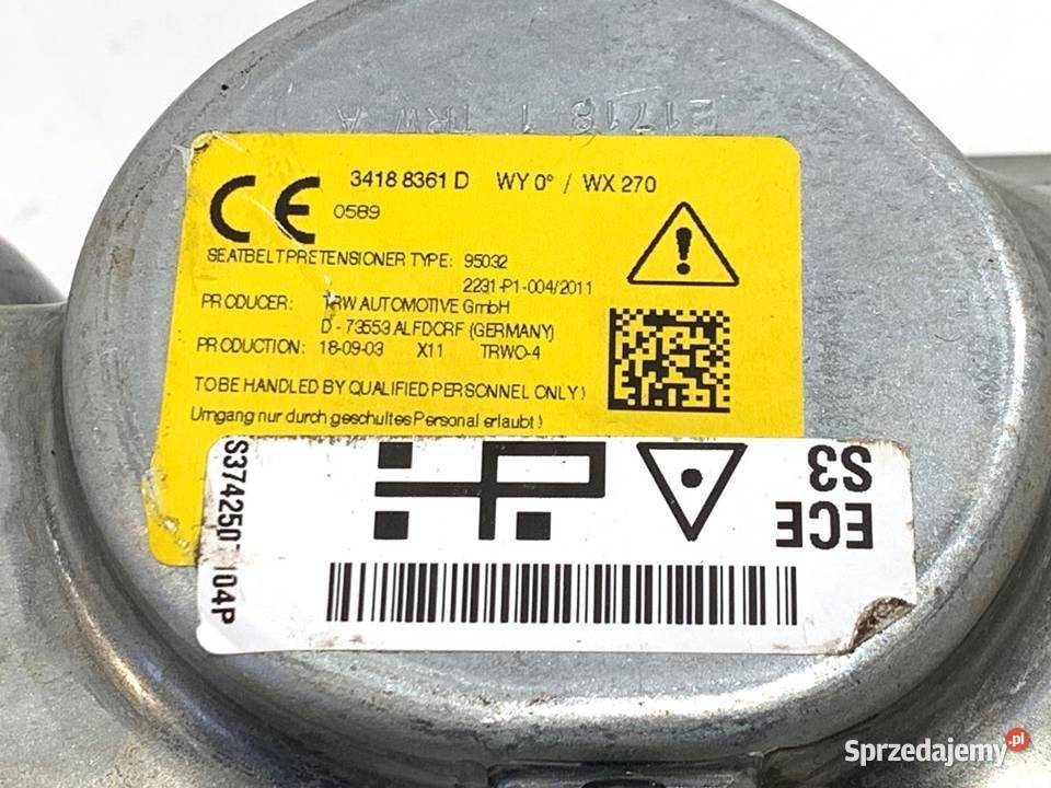 PAS BEZPIECZEŃSTWA LEWY TYŁ BMW F48 34188361D Pasy bezpieczeństwa