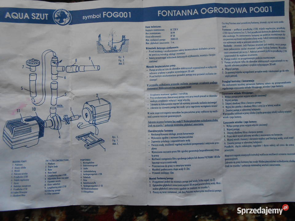 Pompa elektryczna do fontanny oczka wodnego wielkopolskie Baranów