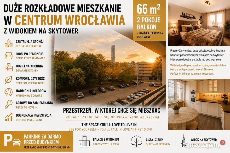 2pok 66met Zielińskiego BALKONKOMÓRKAWINDA Wrocław