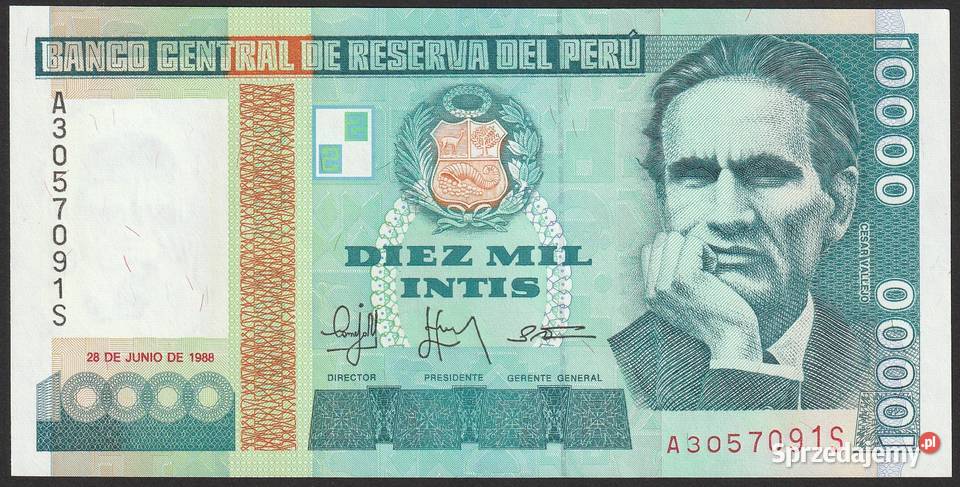 PERU 10000 INTIS 1988 UNC Numizmatyka Łódź