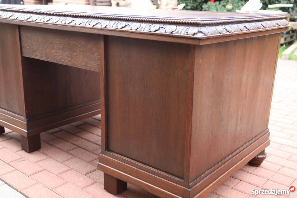 Biurko dębowe stareantyk dwustronne odnowione Swarzędz