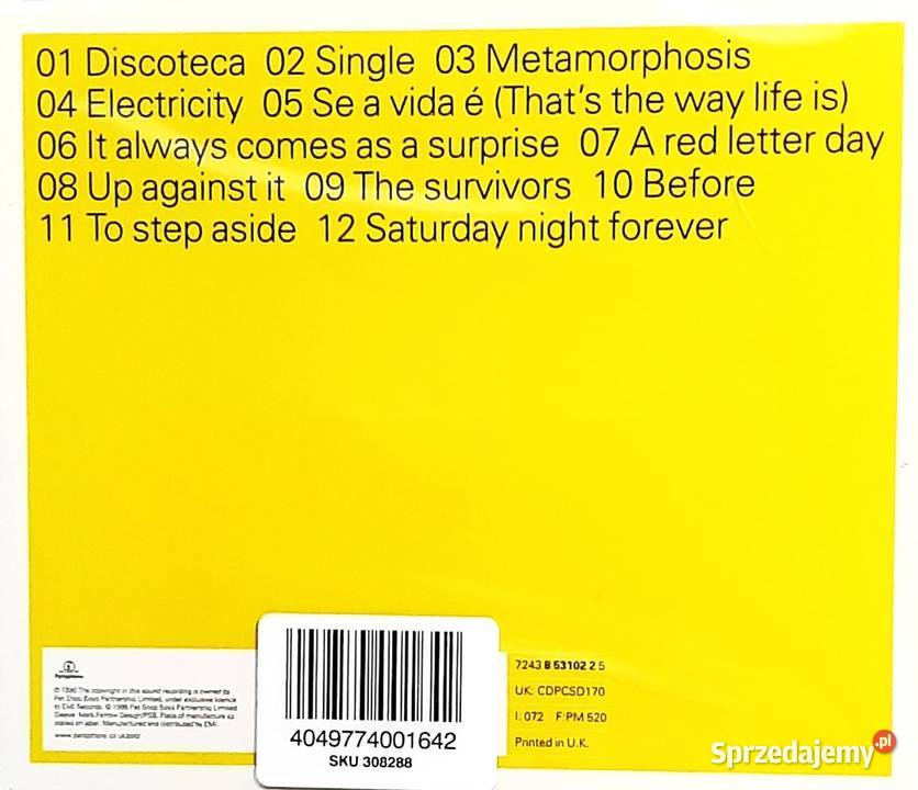 Unikat Wspaniały Album CD PET SHOP BOYS Album CD CD Poznań