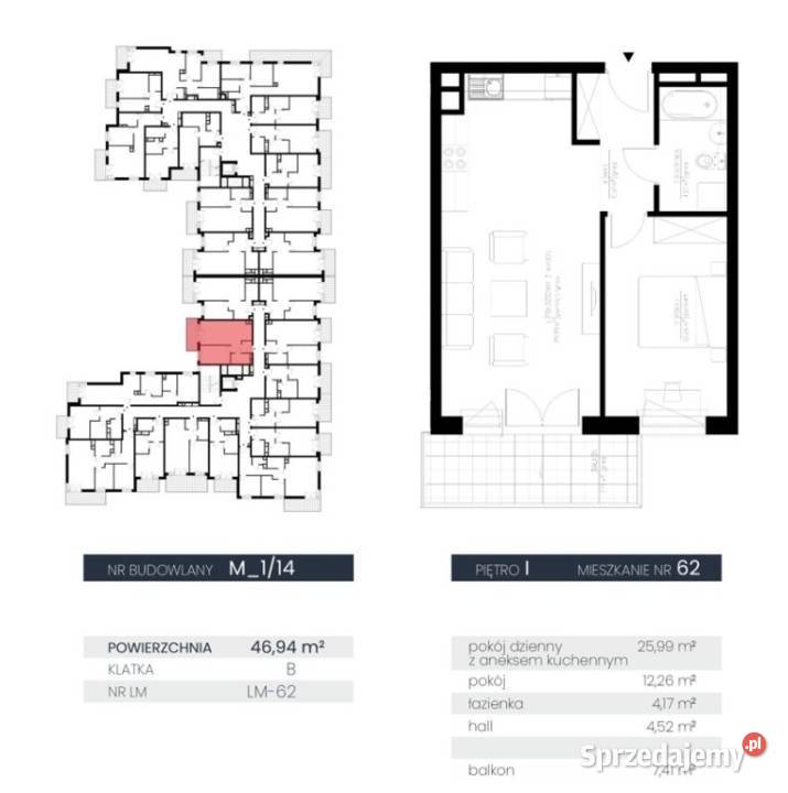 sprzedaży mieszkania Lublin 4694m2 2 pokoje blok