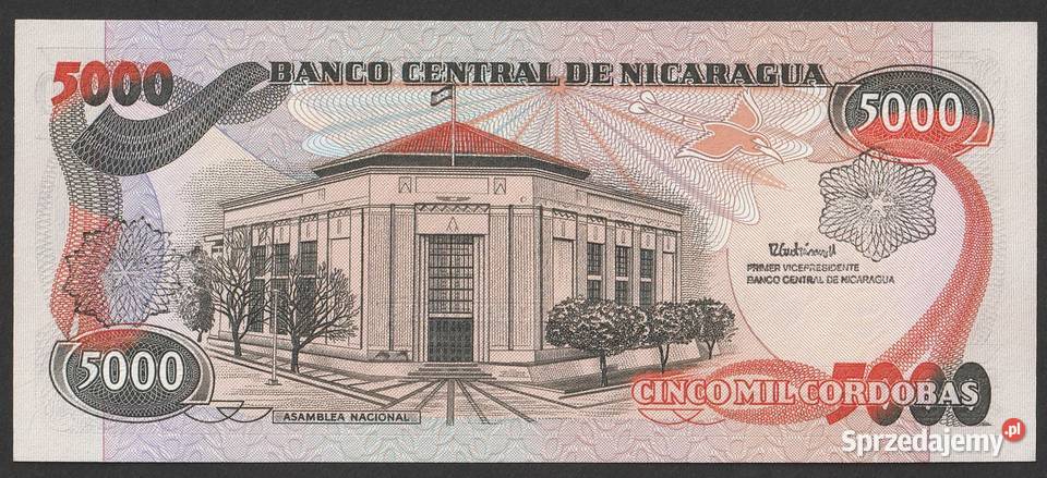 NICARAGUA 5000 CORDOBAS 1985 UNC Łódź