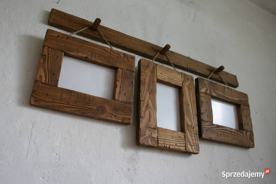zestaw 3 drewnianych ramek na zdjęcia 10x15 na Mielec