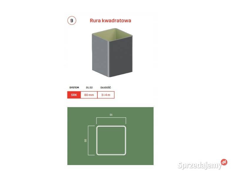 Krop rura spustowa kwadratowa 80x80 PVC dł 1m