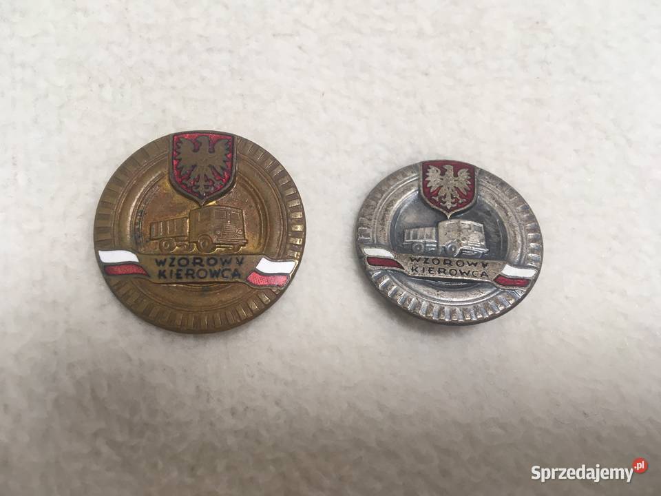 PRL odznaka wzorowy kierowca BRĄZ SREBRNA PRL Kołobrzeg