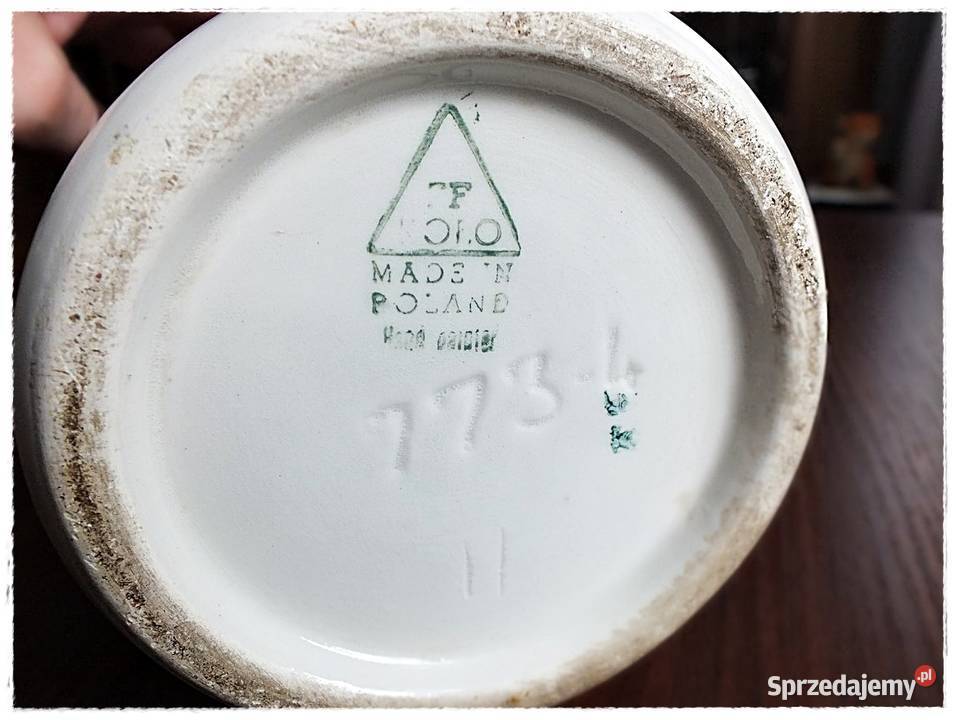 Ręcznie malowany fajansowy wazon Koło lata 6070 Żary