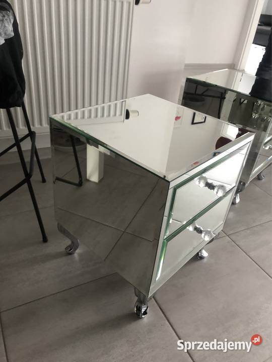 Stolik nocny lustrzany ze szkła glamour OKAZJA 41cm Kępno