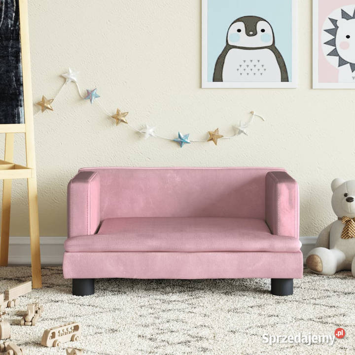 Sofa dzieci różowa 60x40x30 aksamit WM3196320 Warszawa