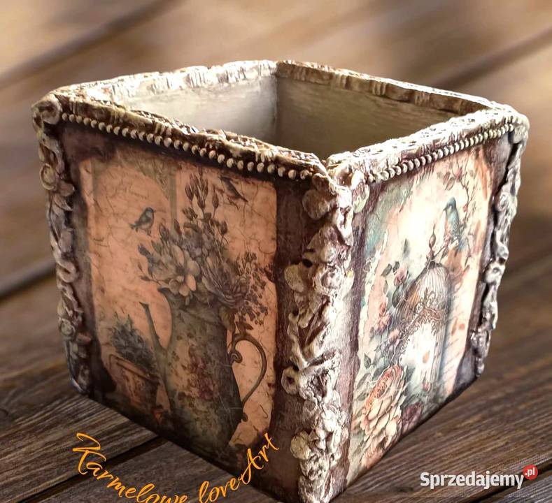 Pudełko pojemnik na drobiazgi handmade decoupage Warszawa