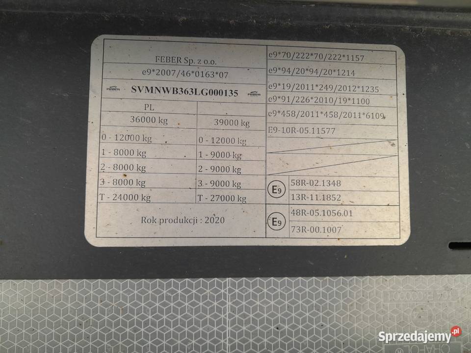 Naczepa Wywrotka Feber Inter Cars 47m3