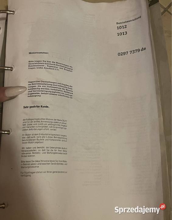 Instrukcja obsługi silnik 1012 1013 Poradniki, albumy i reportaże Biczyce Górne