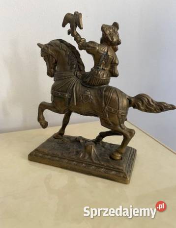 Stara ciężka figurka sokolnika z mosiądzu łódzkie